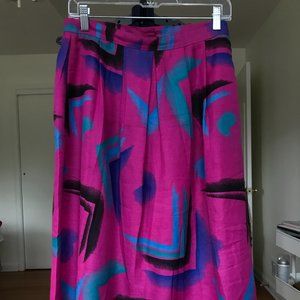 Retro - 80's - Midi Skirt - Magenta - Size Small